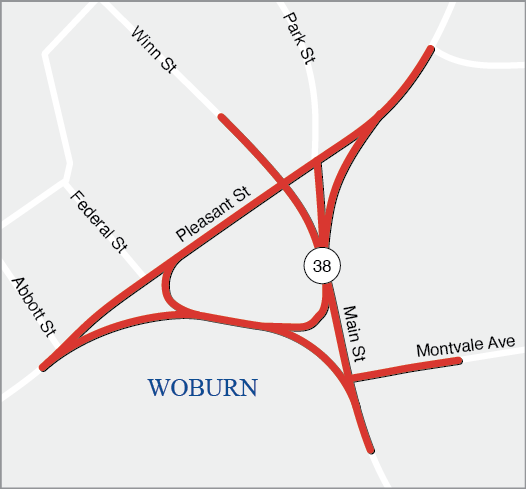 Woburn: Roadway and Intersection Improvements at Woburn Common, Route 38 (Main Street), Winn Street, Pleasant Street, and Montvale Avenue